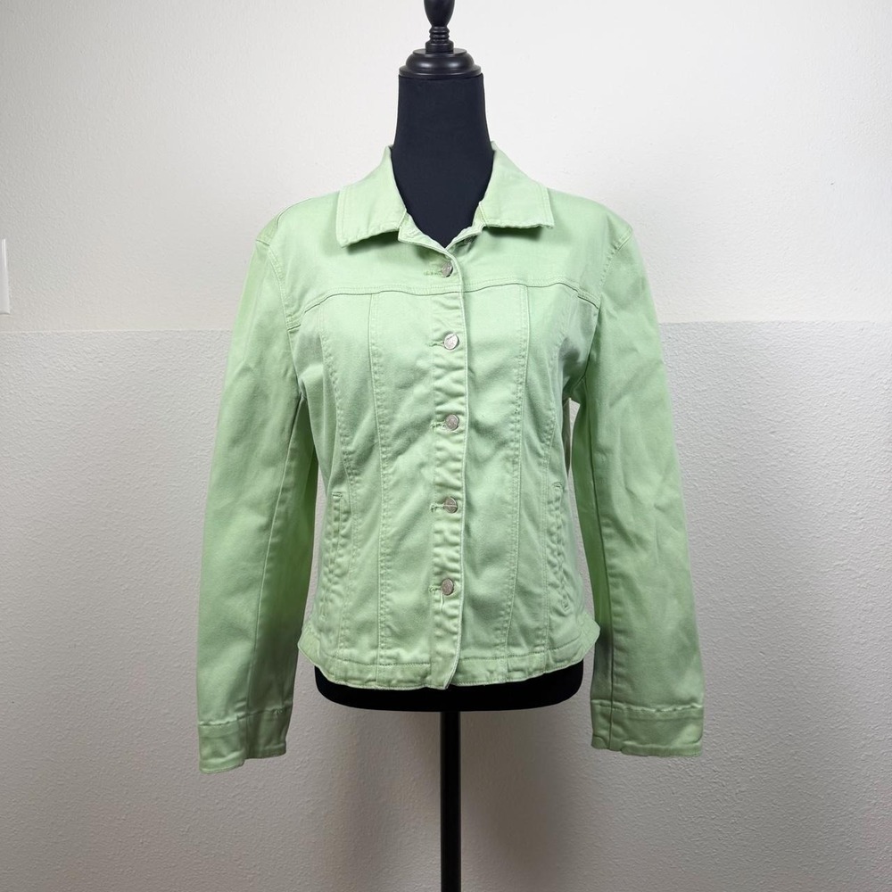 Y2K Live a Little Green Denim Jacket — Size L 🍏